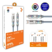 MTL 4 In 1 Silikon Hızlı Şarj Ve Macbook Tablet Telefon Şarj Data Kablosu Kablosu 1.5 Metre 205w Mt2514 - 1