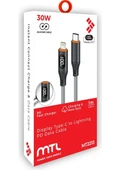 MTL Type-C to iPhone Watt Göstergeli Silikon Hızlı Şarj ve Data Aktarım Kablosu 1 Metre 30W MT2213 - 1