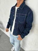 Basic Oversize Kot Ceket - Lacivert - 1