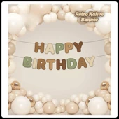 Retro Sevimli Ayı Özel Kesim Happy Bırthday Banner 2 Metre - 1