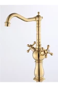 HT PRİMA KOÇ KAFALI ÇANAK LAVABO BATARYASI - GOLD - 1