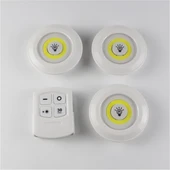 Uzaktan Kumandalı Yapışkanlı Kablosuz Pilli LED 3'lü Spot Lamba Spot LED - 1