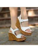 Pabucmarketi Beyaz Kadın Dolgu Topuk Sandalet - 2