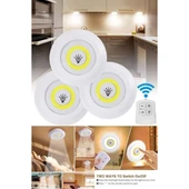 Uzaktan Kumandalı Yapışkanlı Kablosuz Pilli LED 3'lü Spot Lamba Spot LED - 2