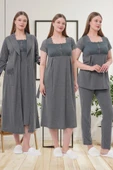Mecit 6066 Bayan Hamile Lohusa Füme Sabahlık Gecelik Pijama Seti thumbnail 5