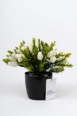 YAPAY ÇİÇEKÇİNİZ Taş Detaylı Siyah Saksıda Yoğun Yapraklı Yapay Dekor Yeşillik Demeti thumbnail 2