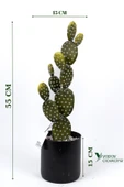 YAPAY ÇİÇEKÇİNİZ Taş Kaplı Siyah Saksısında Yapay Texas Kaktüs thumbnail 1