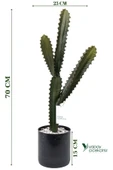 YAPAY ÇİÇEKÇİNİZ Taş Kaplı Siyah Saksısında Yapay Texas Kaktüs thumbnail 1
