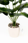 YAPAY ÇİÇEKÇİNİZ Taş Detaylı Beyaz Saksıda 12 Yapraklı 50 cm Yapay Salon Çiçeği - 4