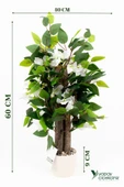 TAŞ DETAYLI BEYAZ RENKLİ SAKSIDA 60 CM YAPAY BEGONVİL AĞACI - 1