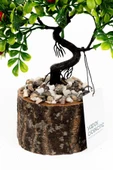 Taş Detaylı Odun Saksıda Yapay Bonsai Ağacı - 4