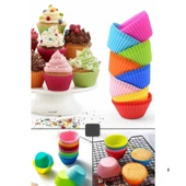 Mucit Home  12 Adet Silikon Muffin  Cupcake,  Browni Mini Kek Kalıbı Renkli - 1