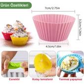 Mucit Home  12 Adet Silikon Muffin  Cupcake,  Browni Mini Kek Kalıbı Renkli - 5