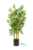YAPAY ÇİÇEKÇİNİZ 2 Adet Gri Saksıda Çim Detaylı 100 Cm Yapay Benjamin ve Yapay Bambu Ağacı thumbnail 3
