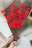 YAPAY ÇİÇEKÇİNİZ 7 Dallı Kırmızı Renkli Yapay Bahardalı Demeti thumbnail 3