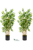 YAPAY ÇİÇEKÇİNİZ 2 Adet Çim Detaylı Gri Saksıda 100 cm Yapay Bambu Ağacı thumbnail 1