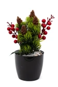 Saksıda Kokina Tanzimli Yapay Yılbaşı Çiçeği thumbnail 2