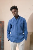 Dorss Yaka Düğmeli Yazlık İnce Tiril Tiril  %100 Modal Slimfit Gömlek thumbnail 6