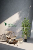 YAPAY ÇİÇEKÇİNİZ Yapay Yoğun Yapraklı Dekoratif Bambu Ağacı 3 Gövde 120cm - 3