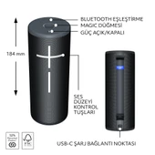 Ultimate Ears BOOM 4 Taşınabilir Su Geçirmez Bluetooth Hoparlör, 360 Derece, 15 Saatlik Pil Ömürlü - Siyah thumbnail 6