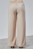 Kadın Pantolon Geniş Paça Yüksel Bel Cepli Çizgili Pantolon ÇİZGİLİ-PANTOLON - 5