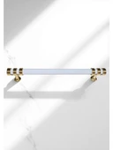 Çizgili Nesli Alüminyum Metal Lüks Mobilya Çekmece Mutfak Dolabı Kulpu Beyaz-Altın 96mm (10 Adet) - 4