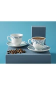 English Home STD Blatt Porselen 4 Parça 2 Kişilik Kahve Fıncan Takımı 80 Ml Lacivert Klasik - 1