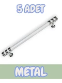 Nesli Alüminyum Metal Lüks Modern Mobilya Çekmece Mutfak Dolabı Kulpu Beyaz-Krom 128mm (5 Adet) - 1