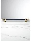 Çizgili Nesli Alüminyum Metal Lüks Mobilya Çekmece Mutfak Dolabı Kulpu Siyah-Altın 192mm (10 Adet) - 3