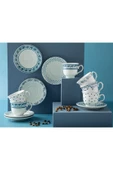 English Home STD Blatt Porselen 4 Parça 2 Kişilik Kahve Fıncan Takımı 80 Ml Lacivert Klasik - 3