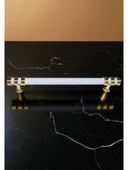 Çizgili Nesli Alüminyum Metal Lüks Mobilya Çekmece Mutfak Dolabı Kulpu Beyaz-Altın 96mm (10 Adet) - 3