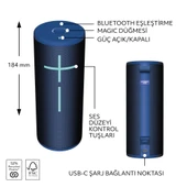 Ultimate Ears BOOM 4 Taşınabilir Su Geçirmez Bluetooth Hoparlör, 360 Derece, 15 Saatlik Pil Ömürlü - Mavi - 6