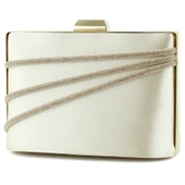 Erkan Saçmacı Ten Saten Taşlı Altın Metal Saplı Zincir Askılı Abiye Çanta - 1