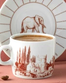 Elephant Porselen 4 Parça 2 Kişilik Kahve Fincan Takımı Bordo - 2