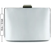 Erkan Saçmacı Gümüş Saten Kristal Taşlı Metal Saplı Zincir Askılı Abiye Çanta - 5