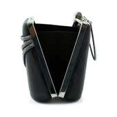 Erkan Saçmacı Siyah Saten Taşlı Gümüş Metal Saplı Zincir Askılı Abiye Çanta - 4