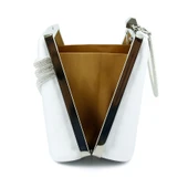 Erkan Saçmacı Gümüş Saten Kristal Taşlı Metal Saplı Zincir Askılı Abiye Çanta - 4