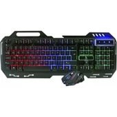 Polygold PG-8014 Işıklı Oyuncu Klavye Mouse Seti - Siyah - 1