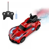 Rc Spray Uzaktan Kumandalı Şarjlı Duman Atan Oyuncak Araba 18 Cm Kırmızı Led Işıklı - 1