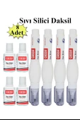 Sıvı Silici Daksil ve Kalem Daksil 8 Adet Cassa Fırçalı Sıvı Düzeltici Daksil Yazı Düzeltici Okul Ofis Büro Fırça Uçlu - 1