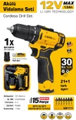 SGS PROFESYONEL TEK AKÜLÜ VİDALAMA SETİ 12 VOLT (1.5Ah) (BİTS UÇ SETİ) - 2