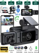 S-15 WiFi Full HD 3 Kameralı Araç İçi Güvenlik Kamerası + Park Modu Kablosu Ön-Arka-İç Kayıt,DashCam - 1