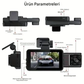 S-15 WiFi Full HD 3 Kameralı Araç İçi Güvenlik Kamerası + Park Modu Kablosu Ön-Arka-İç Kayıt,DashCam - 6