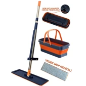 Mucit Home Kendinden Sıkmalı Mop & Tekerlekli Katlanabilir Kova Seti + Yedek Bez - 1