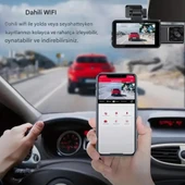 S-15 WiFi Full HD 3 Kameralı Araç İçi Güvenlik Kamerası + Park Modu Kablosu Ön-Arka-İç Kayıt,DashCam - 4