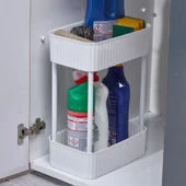 Mucit Home  2 KATLI ÇOK AMAÇLI RAF BANYO VE MUTFAK ORGANİZER DÜZENLEYİCİ (Tekerleksiz) Çift Katlı - 1