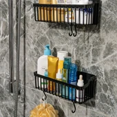 Mucit Home   Yapışkanlı Banyo Rafı, 2'li Banyo Düzenleyici, Duş Rafı Organizer Şampuanlık, Plastik - 1