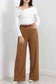 Kemerli Palazzo Pantolon Sütlükahve thumbnail 2