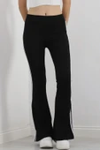 Şeritli İspanyol Paça Tayt Siyah - 4