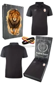 Galatasaray Orj. Lisanslı 5 Yıldızlı Polo Yaka Siyah T-Shirt + Bileklik Set Hediyelik Ahşap Kutulu - 1